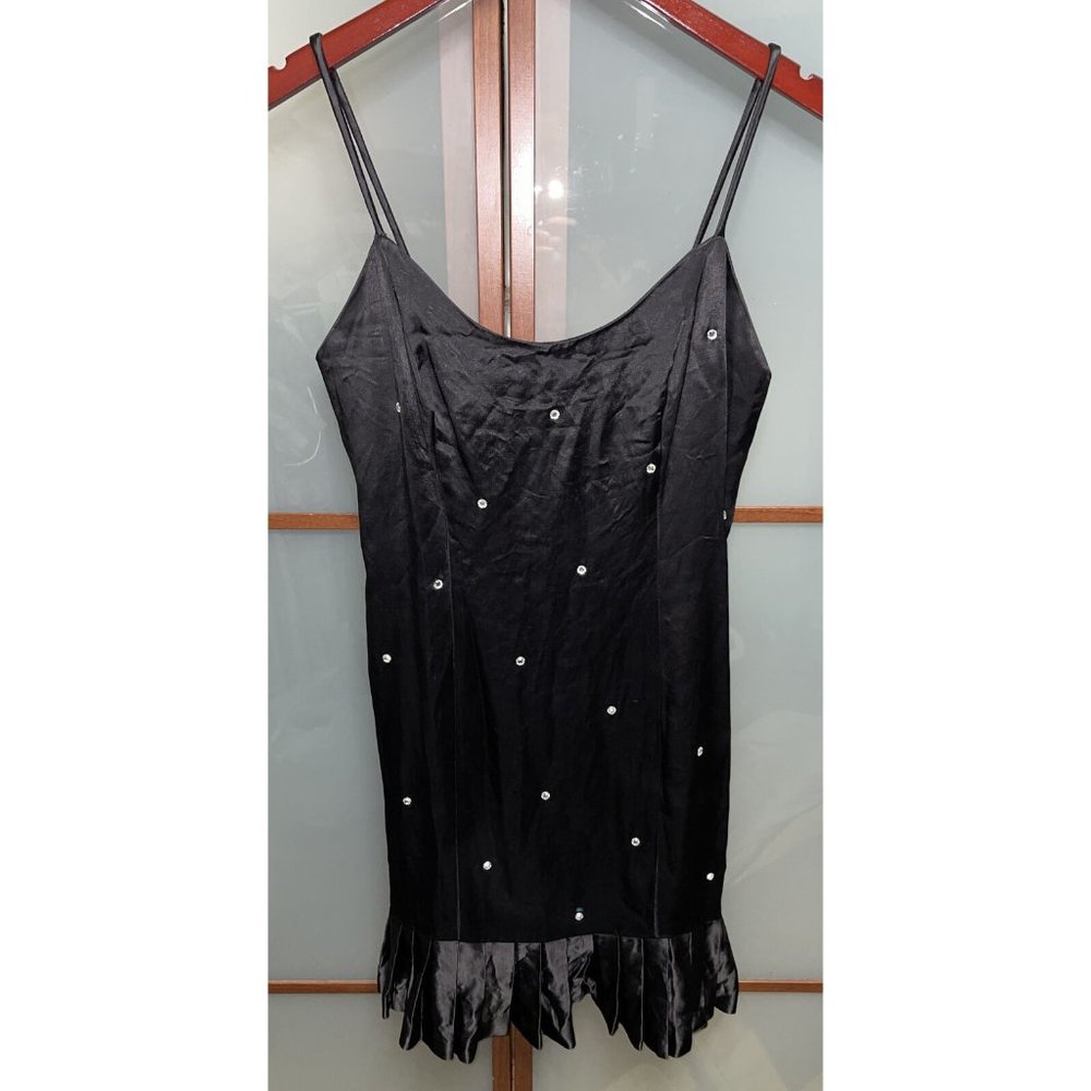 Rampage Vintage 90’s Y2k Black Sparkly Rhinestone Accent Pleated Dress Size 9